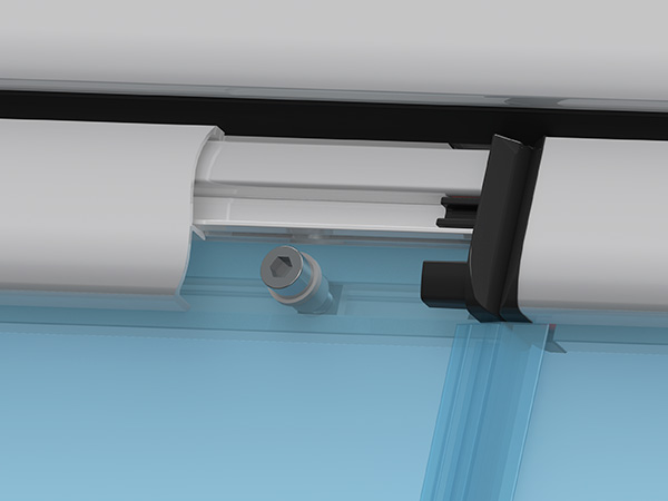 Glass screwed to profiles